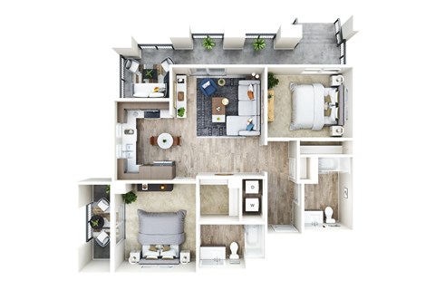Floor plan for 2 beds, 2 baths, 1026 sqft